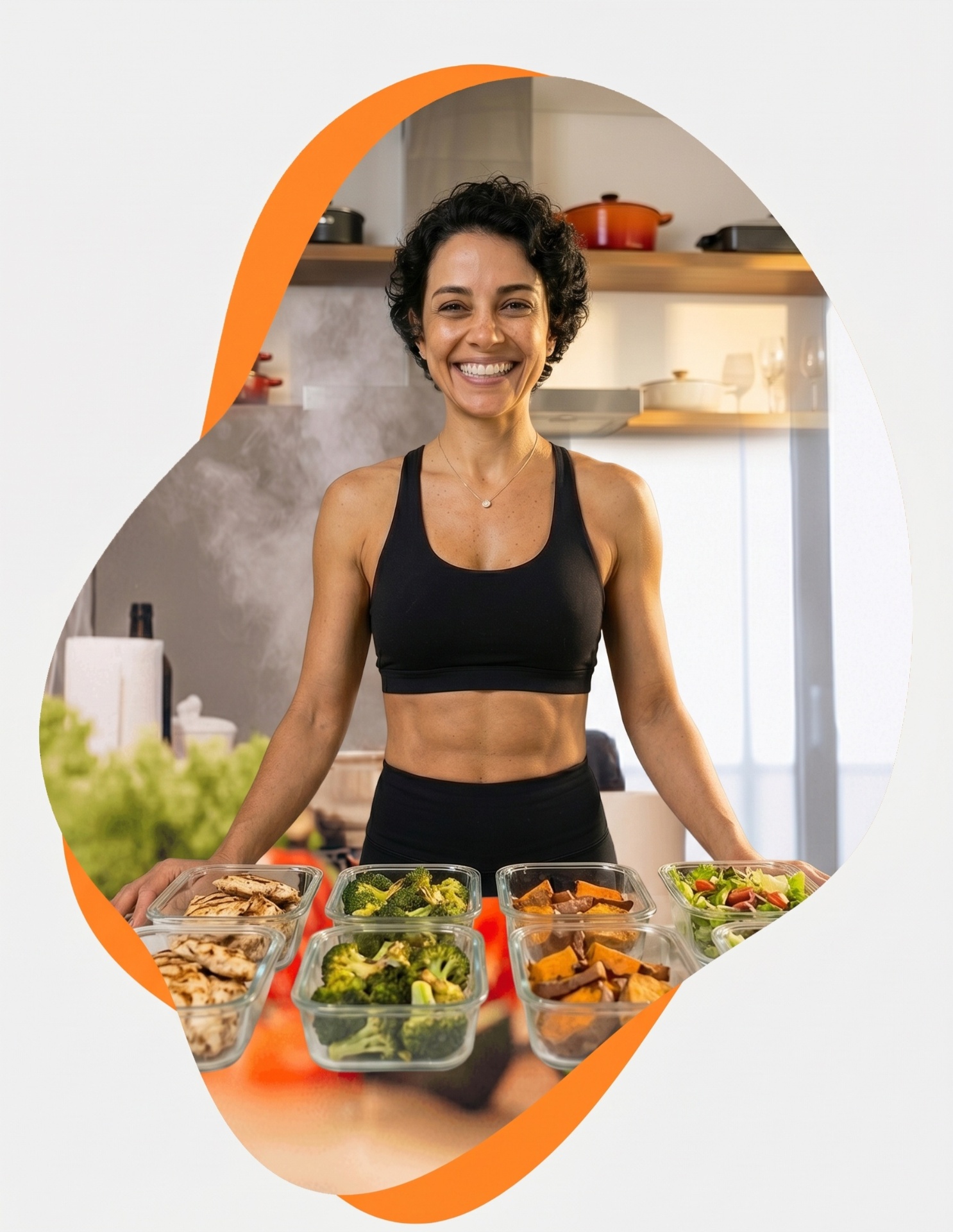 Mulher com marmitas preparadas